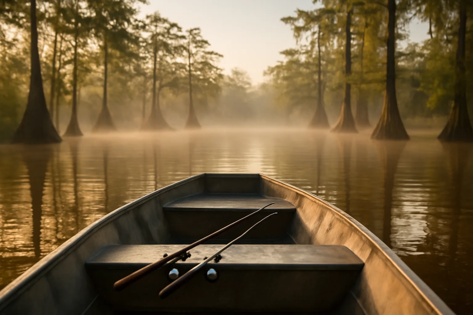 Aluminum skiff at dawn on a Florida slough for outfitters